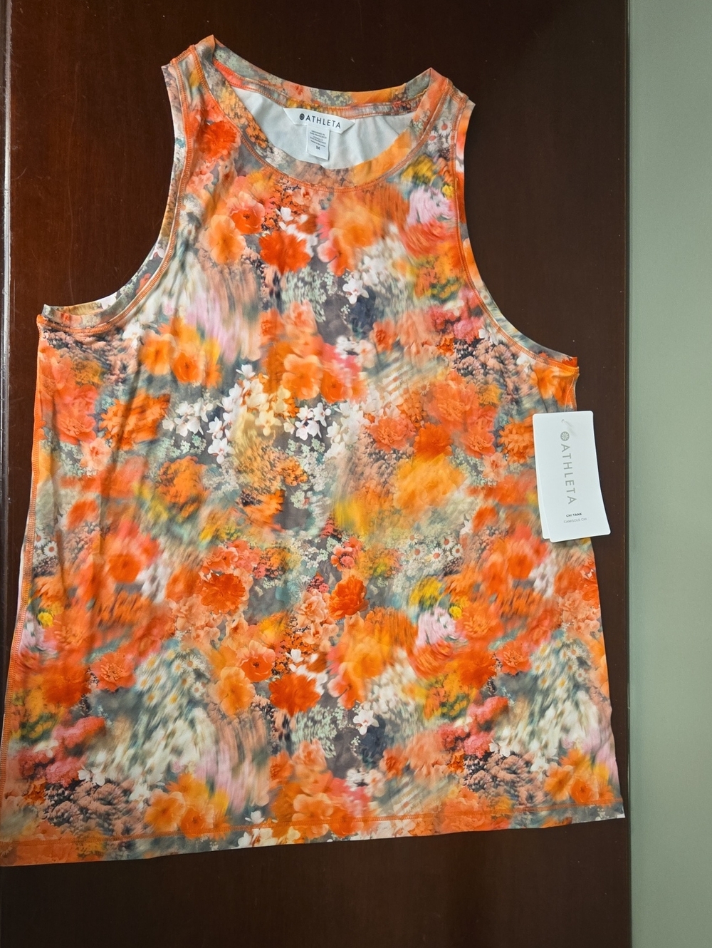Athleta Orange Multi Floral Tank Top